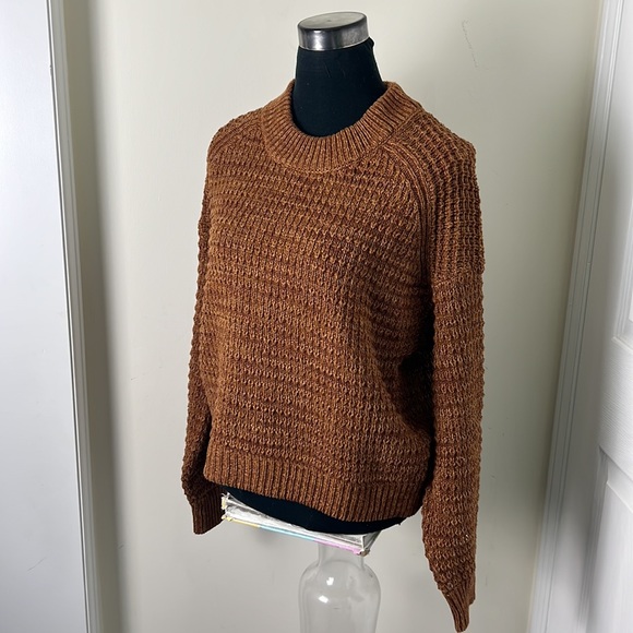 Cable Knit Crochet Cotton Blend Cropped Sweater Size Large - Picture 7 of 11